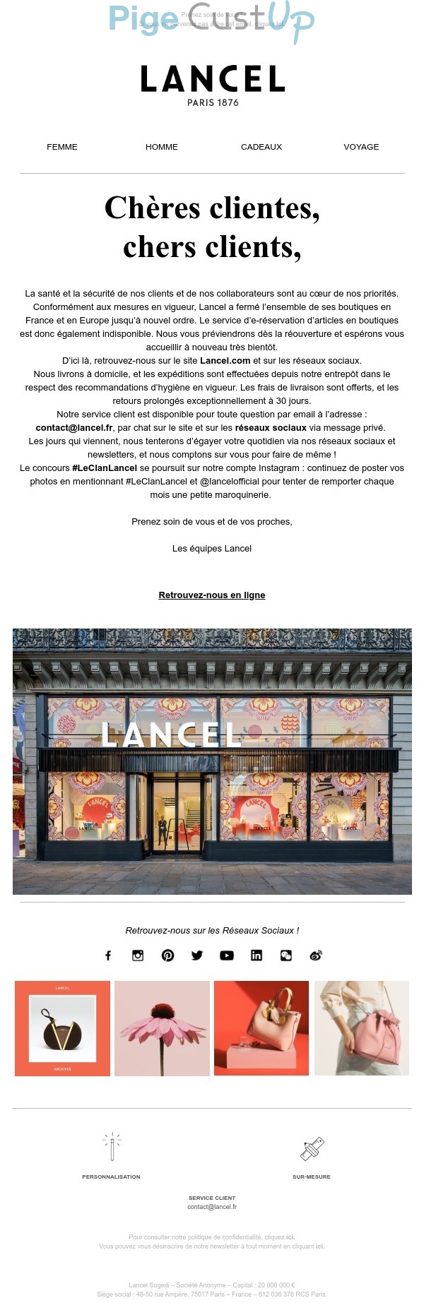 Exemple de Type de media  e-mailing - Lancel - Marketing relationnel - Newsletter