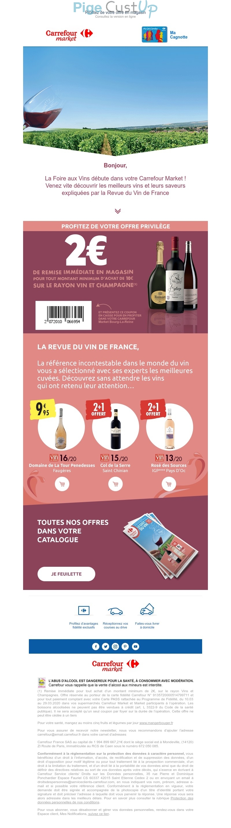 Exemple de Type de media  e-mailing - Carrefour - Marketing marque - Communication Produits - Nouveaux produits - Communication Services - Nouveaux Services - Marketing fidélisation - Incitation au réachat - Marketing Acquisition - Ventes flash, soldes, demarque, promo, réduction