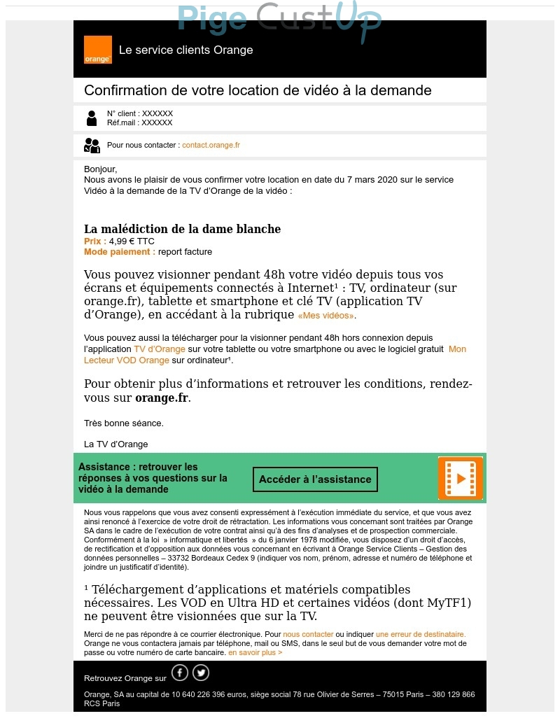 Exemple de Type de media  e-mailing - Orange - Transactionnels - Confirmation de commande