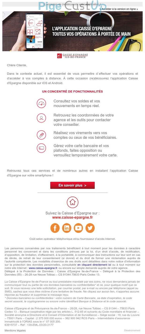 Exemple de Type de media  e-mailing - Caisse d'epargne - Marketing marque - Communication Services - Nouveaux Services