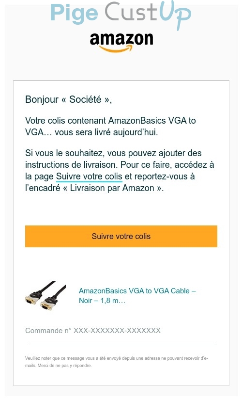 Exemple de Type de media  e-mailing - Amazon - Transactionnels - Confirmation Livraison