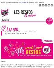 e-mailing - Marketing Acquisition - Collecte de dons - Marketing relationnel - Evénement - Newsletter - Les Restos du coeur - 03/2020
