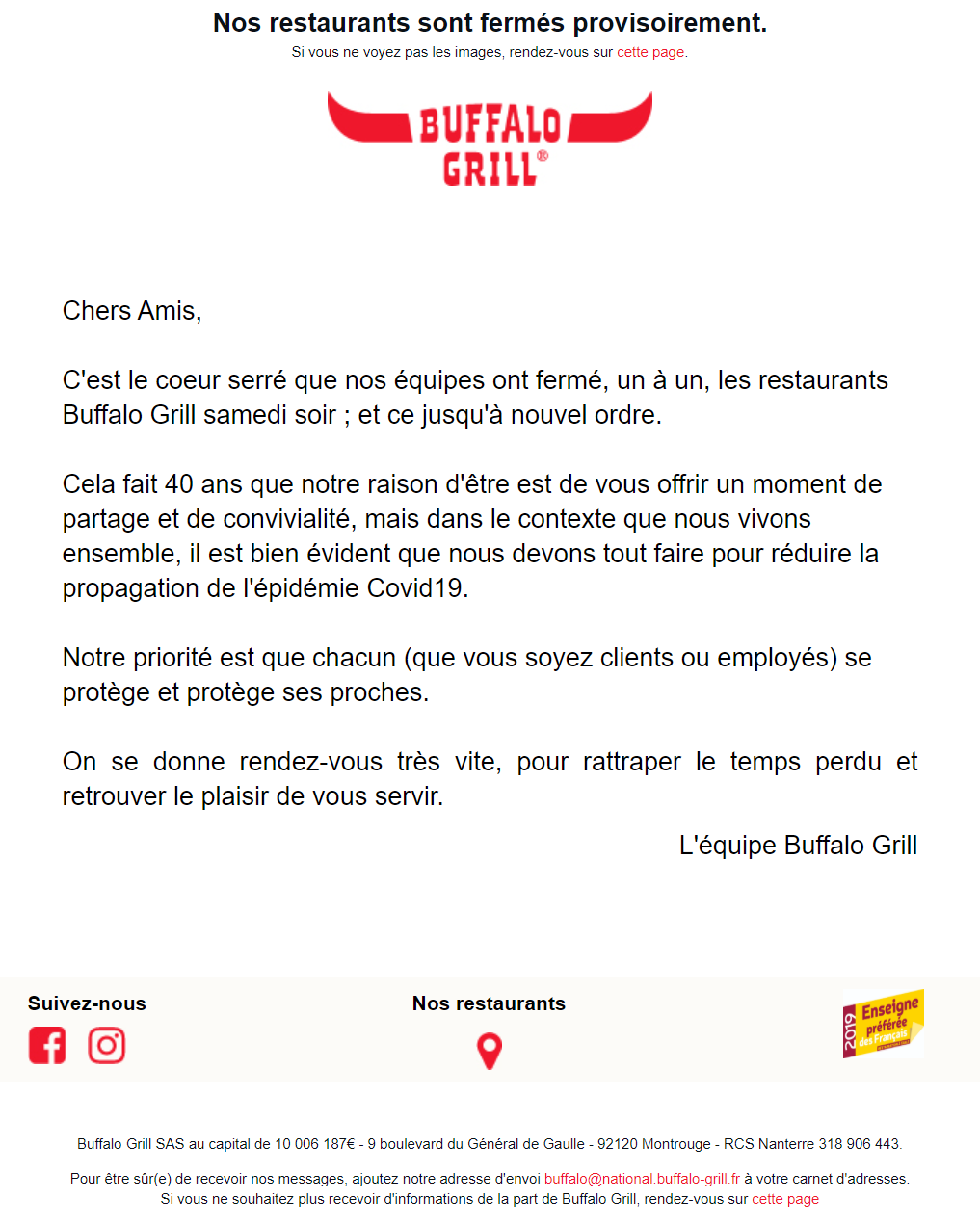 exemples emails coronavirus buffalo grill