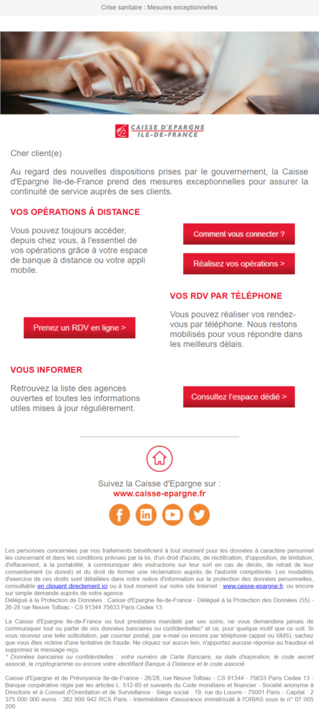 exemples emails coronavirus caisse epargne