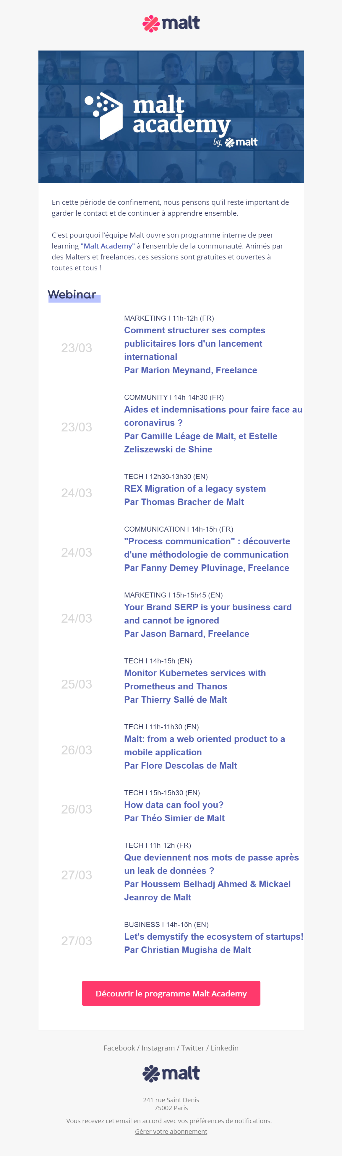exemples emails malt