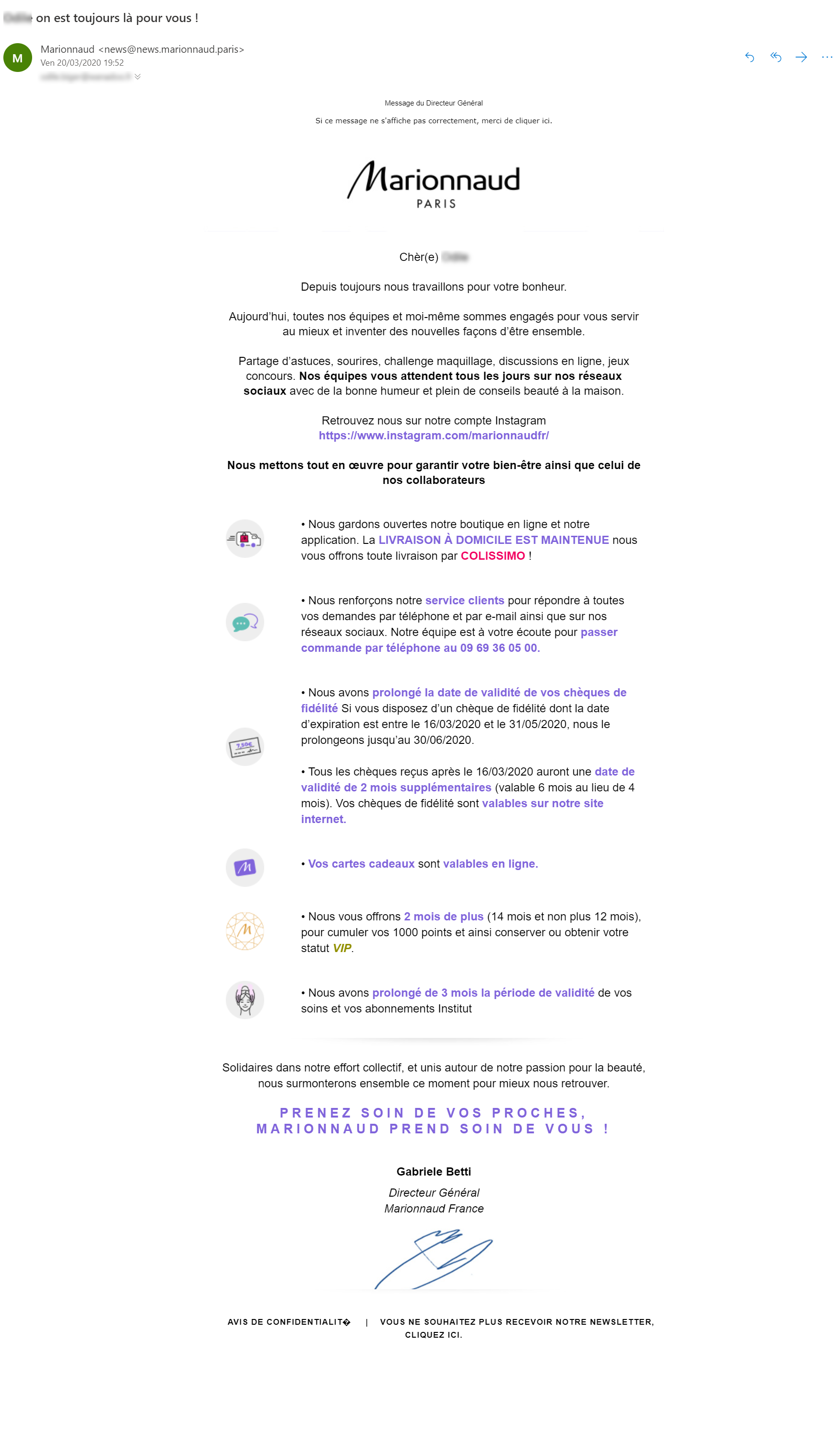 exemples emails coronavirus marionnaud
