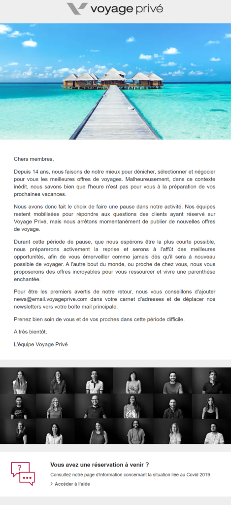 exemples emails coronavirus voyage prive