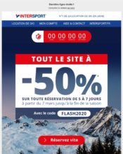 e-mailing - Marketing fidélisation - Animation / Vie du Programme de Fidélité - Incitation au réachat - Marketing Acquisition - Ventes flash, soldes, demarque, promo, réduction - Intersport - 03/2020
