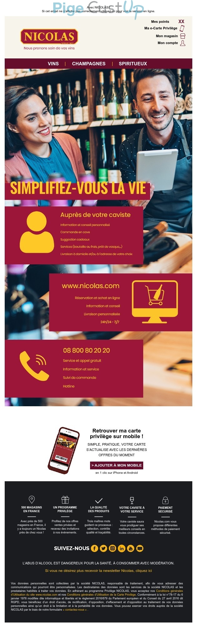 Exemple de Type de media  e-mailing - Nicolas - Marketing marque - Communication Services - Nouveaux Services - Marketing fidélisation - Incitation au réachat - Points et statut