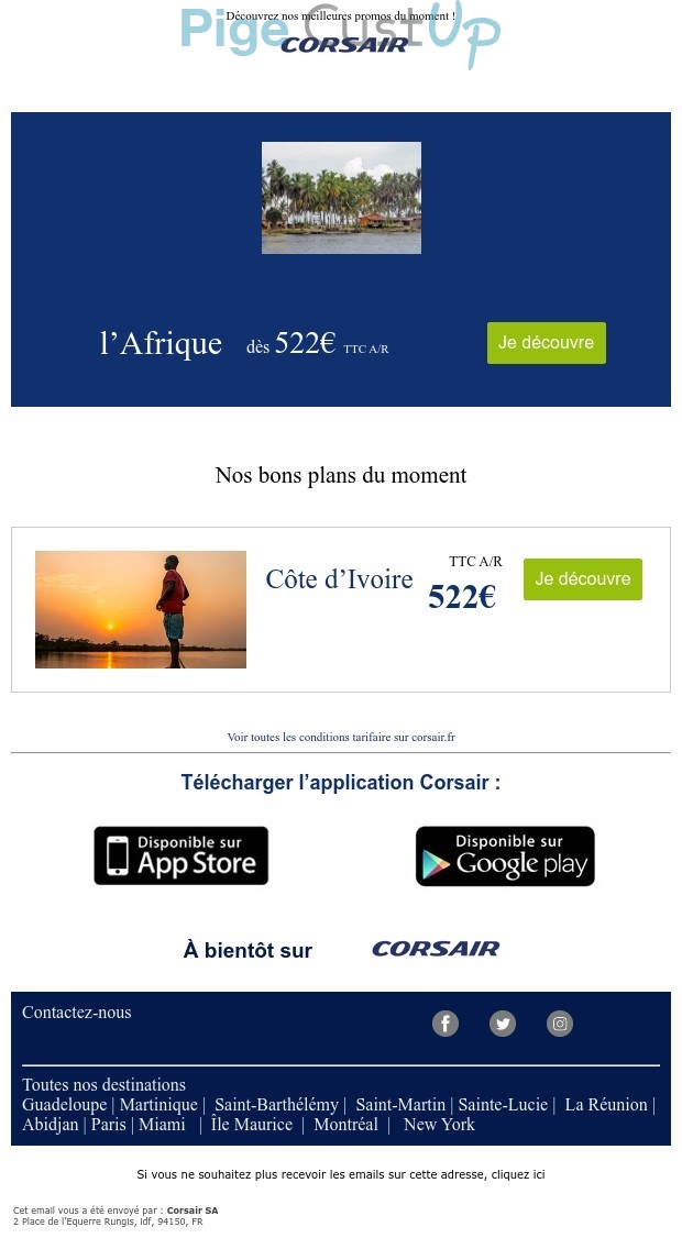 Exemple de Type de media  e-mailing - Corsair - Marketing marque - Communication Produits - Nouveaux produits - Marketing fidélisation - Incitation au réachat - Marketing Acquisition - Ventes flash, soldes, demarque, promo, réduction
