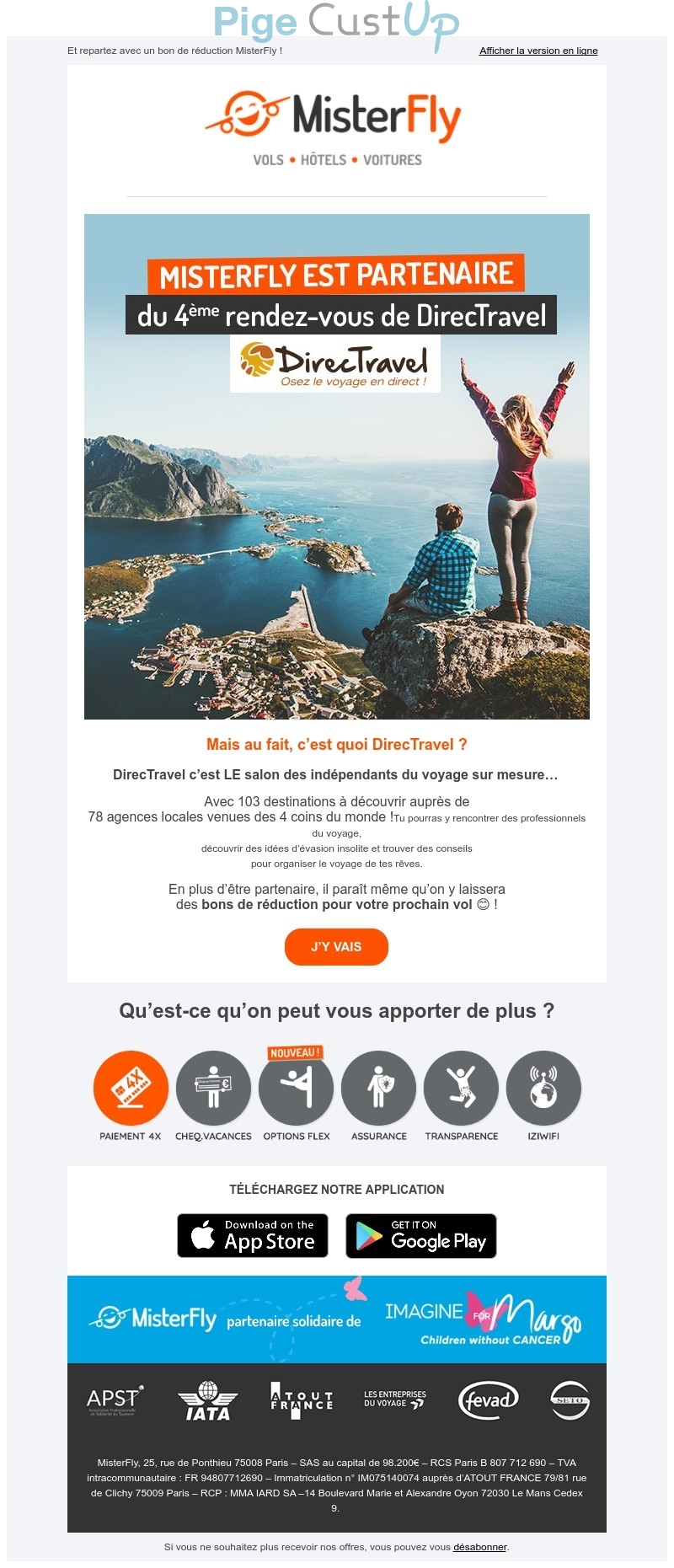 Exemple de Type de media  e-mailing - MisterFly - Marketing relationnel - Evénement