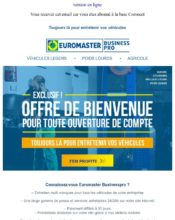 e-mailing - Collecte de données - Acquisition de leads - Marketing marque - Communication Services - Nouveaux Services - Marketing Acquisition - Ventes flash, soldes, demarque, promo, réduction - Euromaster - 10/2022