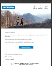 e-mailing - Enquêtes Clients - Consultation client - Décathlon - 03/2020