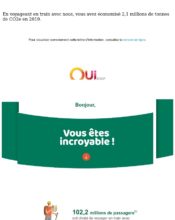 e-mailing - Marketing relationnel - Newsletter - Remerciements - OuiSncf - 03/2020