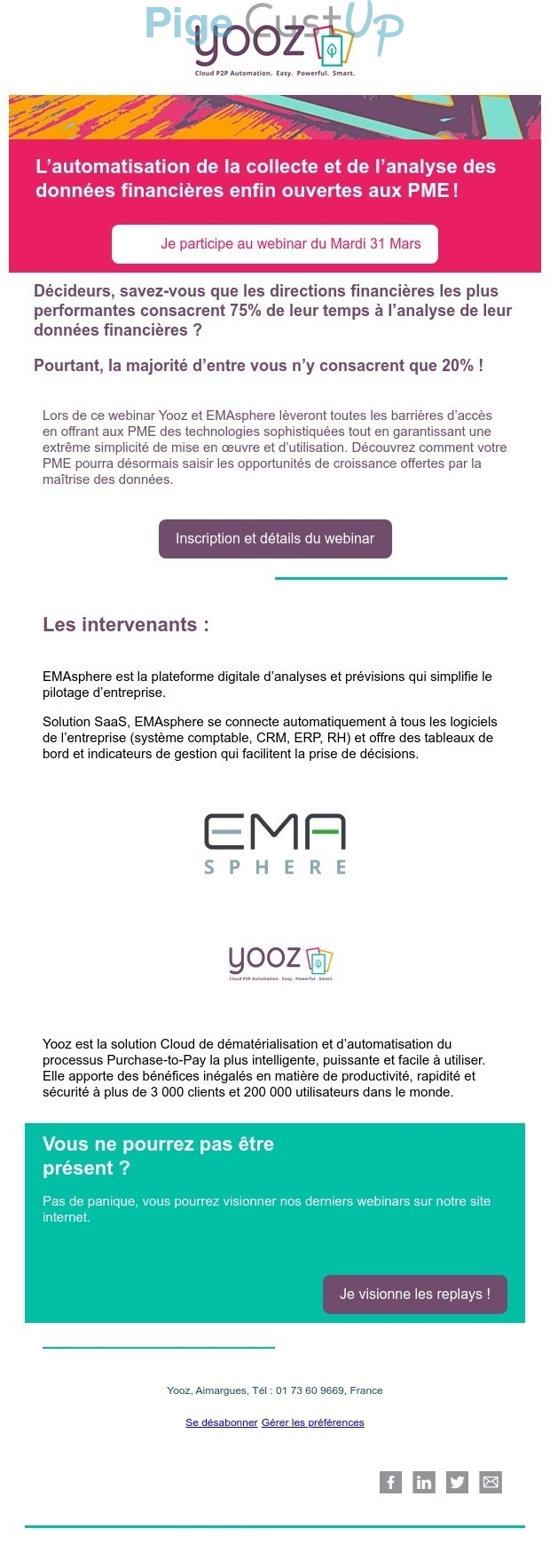 Exemple de Type de media  e-mailing - Yooz - Marketing relationnel - Evénement