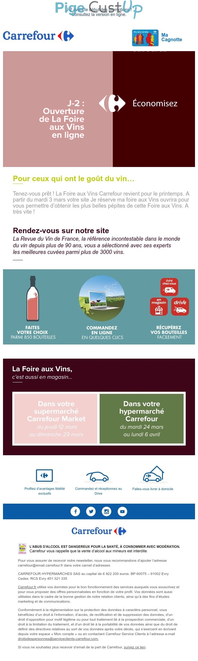 Exemple de Type de media  e-mailing - Carrefour - Marketing marque - Communication Produits - Nouveaux produits - Marketing fidélisation - Incitation au réachat - Marketing Acquisition - Ventes flash, soldes, demarque, promo, réduction