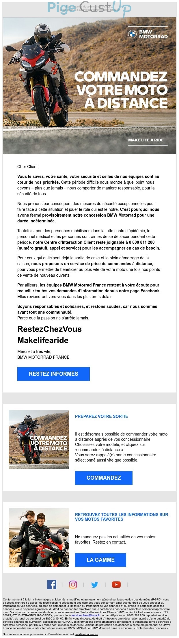 Exemple de Type de media  e-mailing - BMW Motorrad - Marketing Acquisition - Acquisition sans promotion - Marketing marque - Communication Produits - Nouveaux produits - Communication Services - Nouveaux Services - Marketing fidélisation - Incitation au réachat - Marketing relationnel - Newsletter