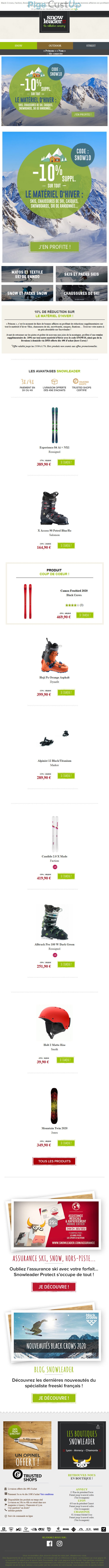 Exemple de Type de media  e-mailing - Snowleader - Marketing marque - Communication Produits - Nouveaux produits - Communication Services - Nouveaux Services - Marketing Acquisition - Gratuit - Cadeau - Ventes flash, soldes, demarque, promo, réduction - Marketing fidélisation - Incitation au réachat