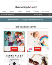 e-mailing - Marketing marque - Communication Produits - Nouveaux produits - Marketing fidélisation - Incitation au réachat - Marketing Acquisition - Ventes flash, soldes, demarque, promo, réduction - Showroomprive.com - 04/2020