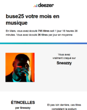 e-mailing - Marketing relationnel - Alerting - Newsletter - Deezer - 04/2020