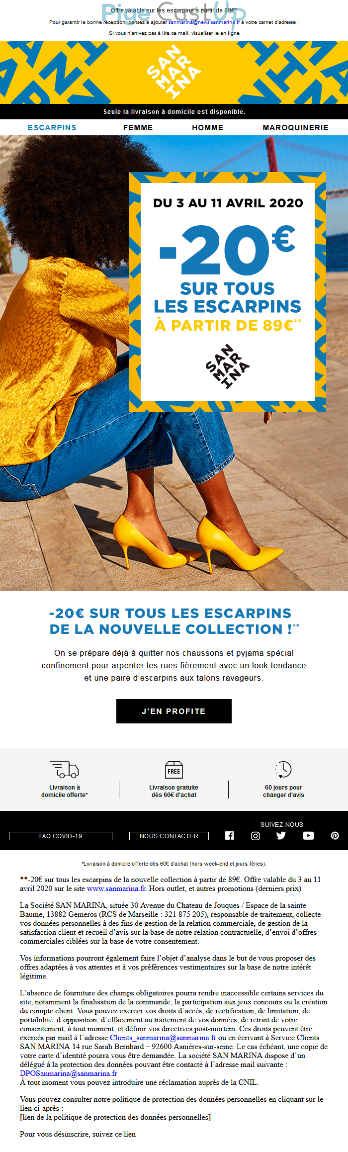 Exemple de Type de media  e-mailing - San Marina - Marketing marque - Communication Produits - Nouveaux produits - Marketing fidélisation - Incitation au réachat - Marketing Acquisition - Ventes flash, soldes, demarque, promo, réduction
