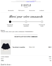 e-mailing - Transactionnels - Confirmation de commande - Claudie Pierlot - 04/2020