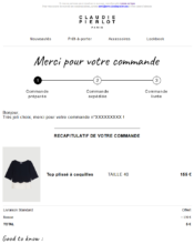 e-mailing - Transactionnels - Confirmation de commande - Claudie Pierlot - 10/2021