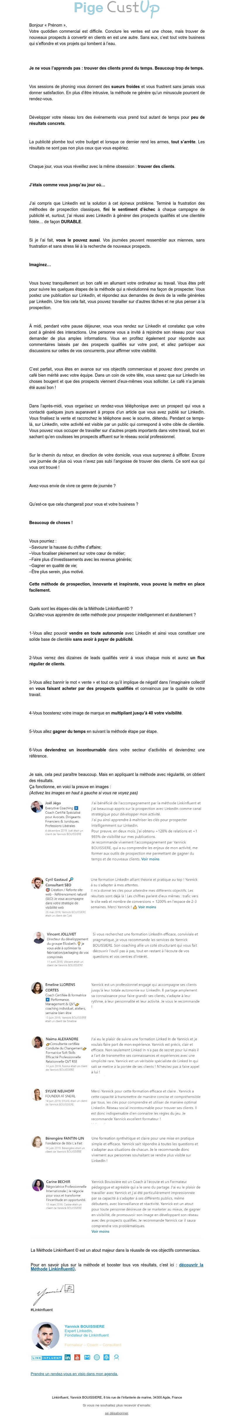 Exemple de Type de media  e-mailing - Linkinfluent - Marketing relationnel - Newsletter