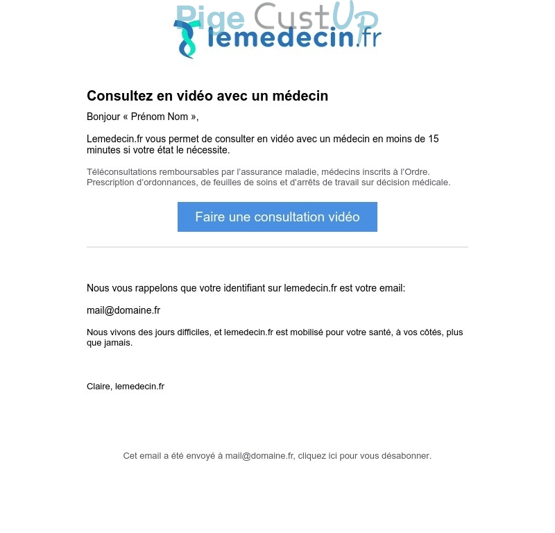 Exemple de Type de media  e-mailing - Lemedecin.fr - Marketing marque - Communication Services - Nouveaux Services