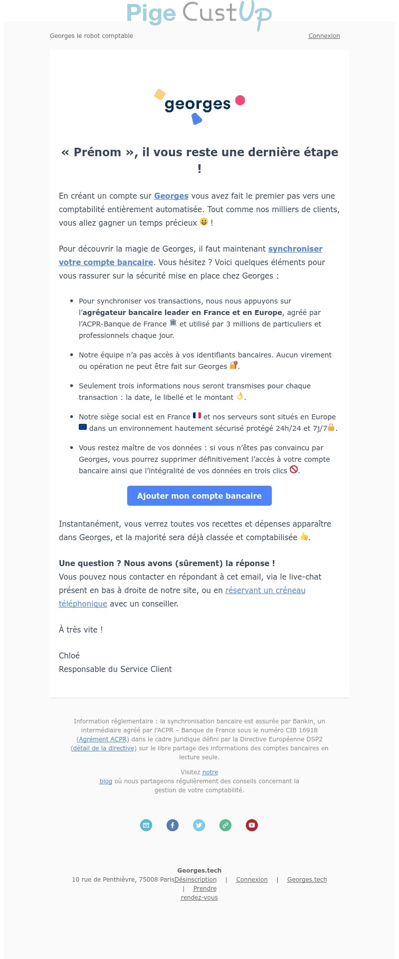 Exemple de Type de media  e-mailing - Georges - Transactionnels - Finalisation ouverture de compte/inscription