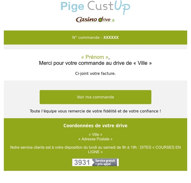 Exemple de Type de media  e-mailing - Casino - Transactionnels - Consultation facture en ligne