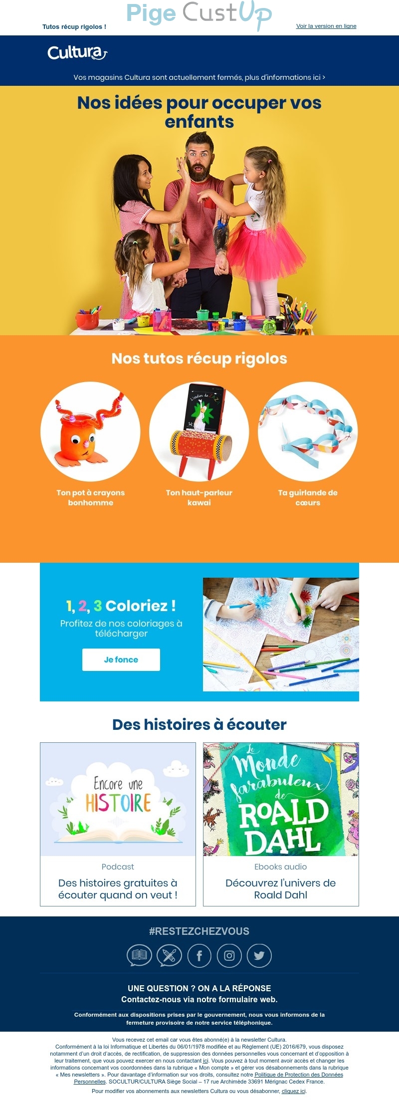 Exemple de Type de media  e-mailing - Cultura - Marketing relationnel - Newsletter