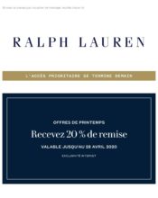 e-mailing - Marketing Acquisition - Derniers jours - Ventes flash, soldes, demarque, promo, réduction - Marketing fidélisation - Incitation au réachat - Ralph Lauren - 04/2020