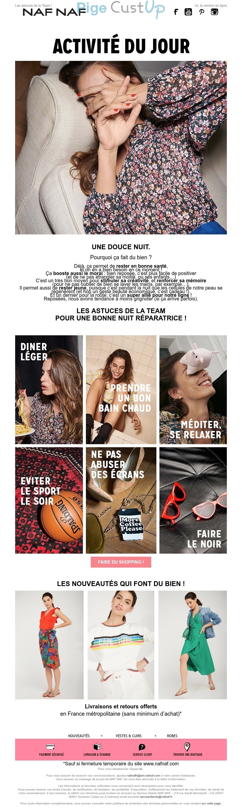 Exemple de Type de media  e-mailing - Naf Naf - Marketing fidélisation - Incitation au réachat - Marketing relationnel - Newsletter