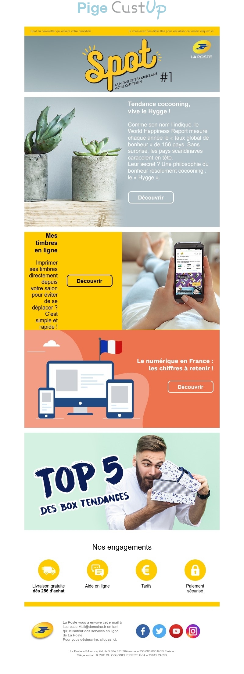 Exemple de Type de media  e-mailing - La Poste - Marketing marque - Communication Services - Nouveaux Services - Marketing relationnel - Newsletter