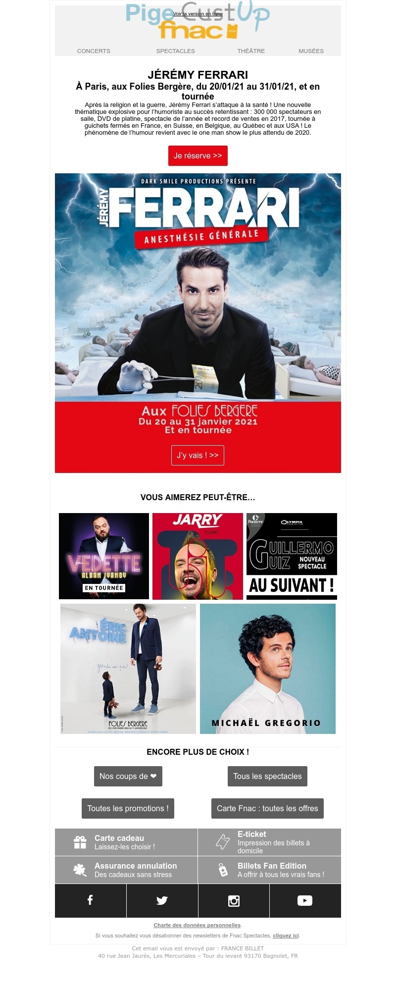 Exemple de Type de media  e-mailing - Fnac - Marketing relationnel - Newsletter