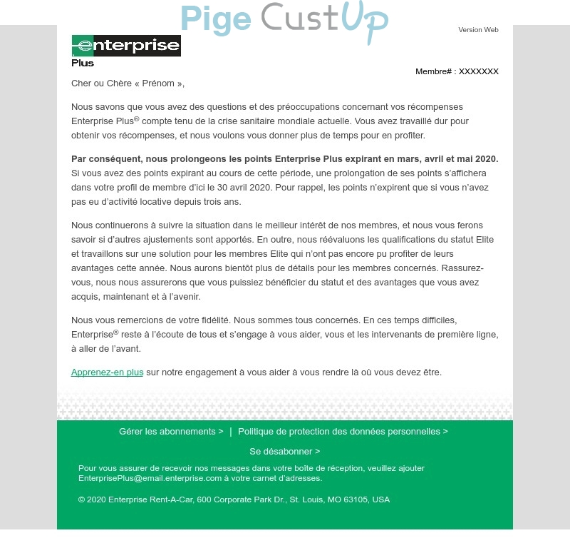 e-mailing - Marketing fidélisation - Points et statut - Entreprise Plus - 04/2020