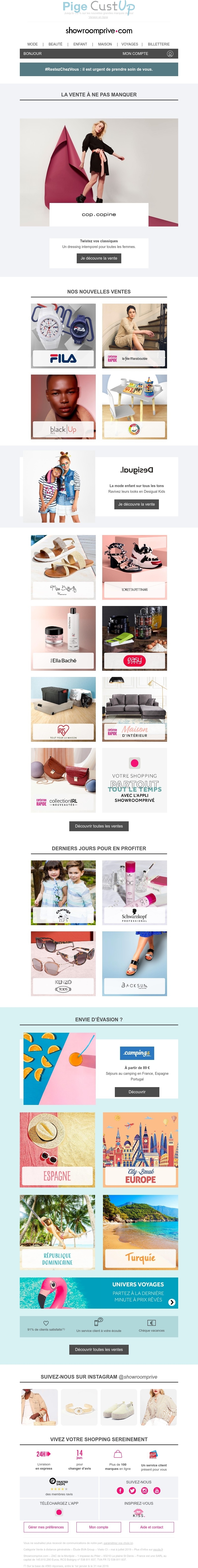 Exemple de Type de media  e-mailing - Showroomprive.com - Marketing fidélisation - Incitation au réachat