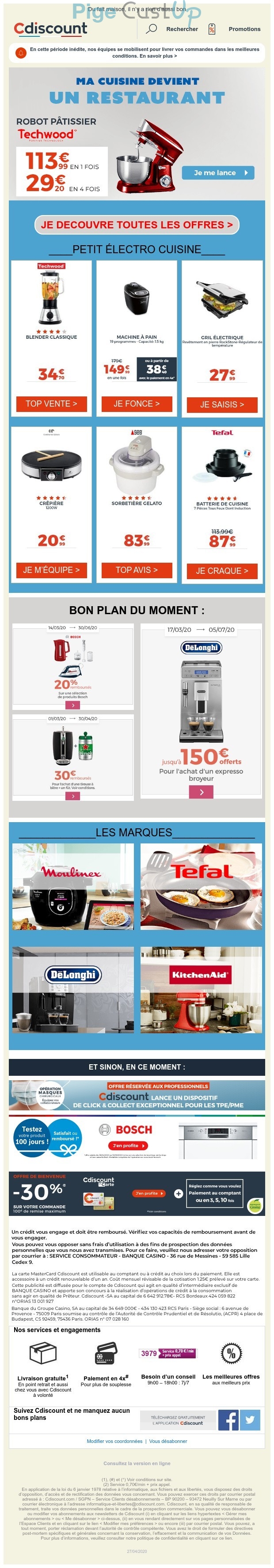 Exemple de Type de media  e-mailing - Cdiscount - Marketing Acquisition - Acquisition abonnements - Ventes flash, soldes, demarque, promo, réduction - Marketing marque - Communication Produits - Nouveaux produits - Marketing fidélisation - Incitation au réachat