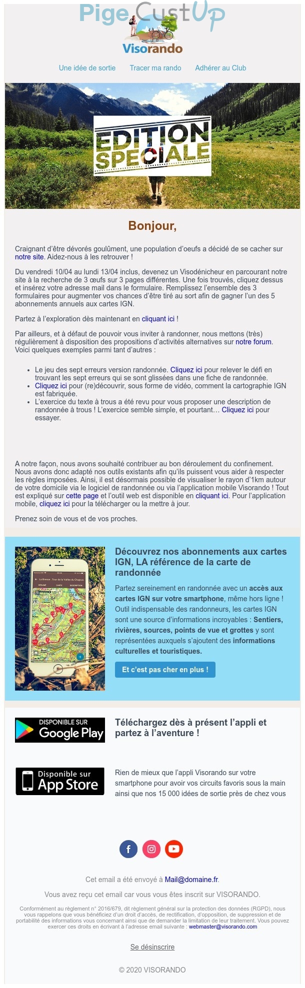 Exemple de Type de media  e-mailing - Visorando - Marketing Acquisition - Acquisition abonnements - Marketing marque - Communication Produits - Nouveaux produits - Marketing fidélisation - Incitation au réachat - Marketing relationnel - Newsletter