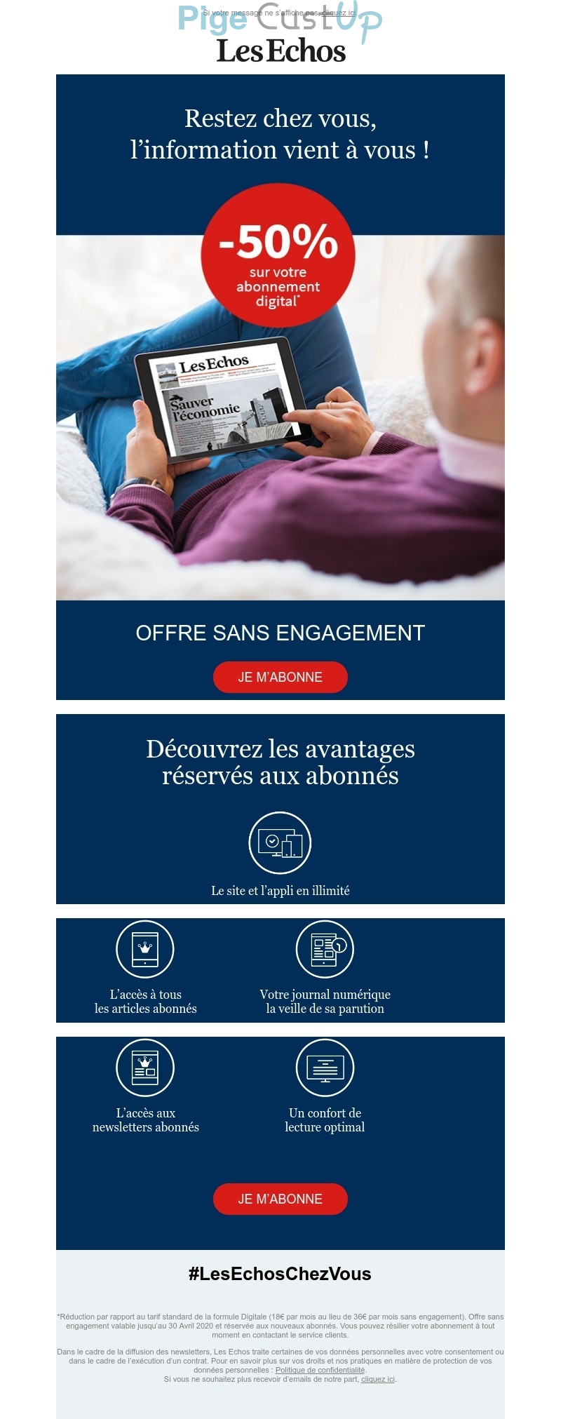 Exemple de Type de media  e-mailing - Les Echos - Marketing Acquisition - Acquisition abonnements