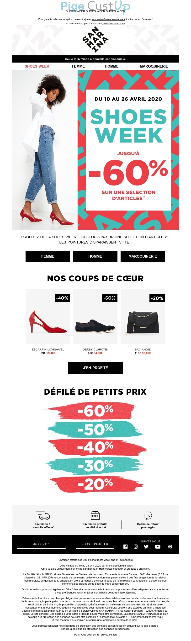 Exemple de Type de media  e-mailing - San Marina - Marketing fidélisation - Incitation au réachat - Marketing Acquisition - Ventes flash, soldes, demarque, promo, réduction
