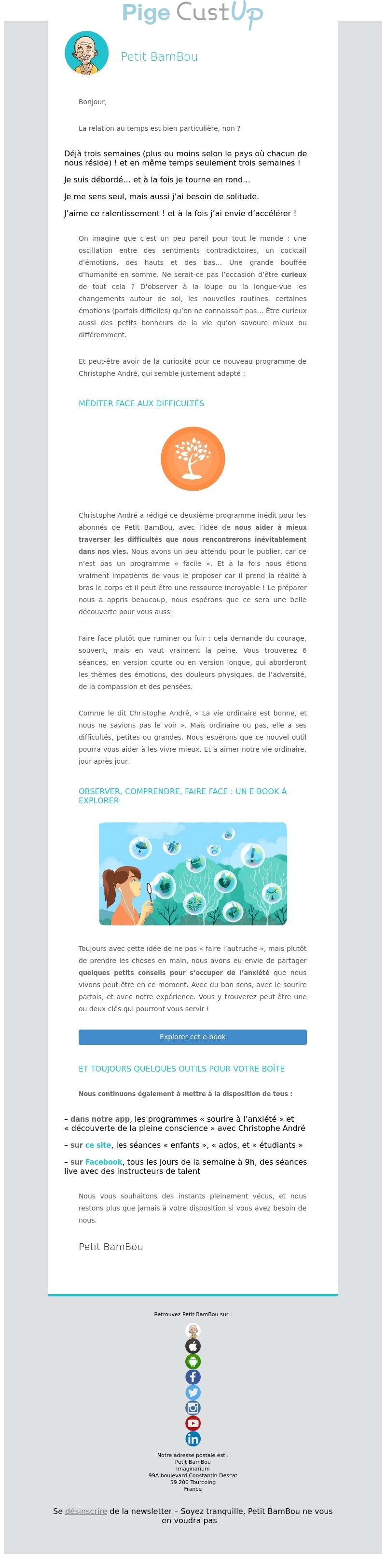 Exemple de Type de media  e-mailing - Petit BamBou - Marketing marque - Communication Produits - Nouveaux produits - Communication Services - Nouveaux Services