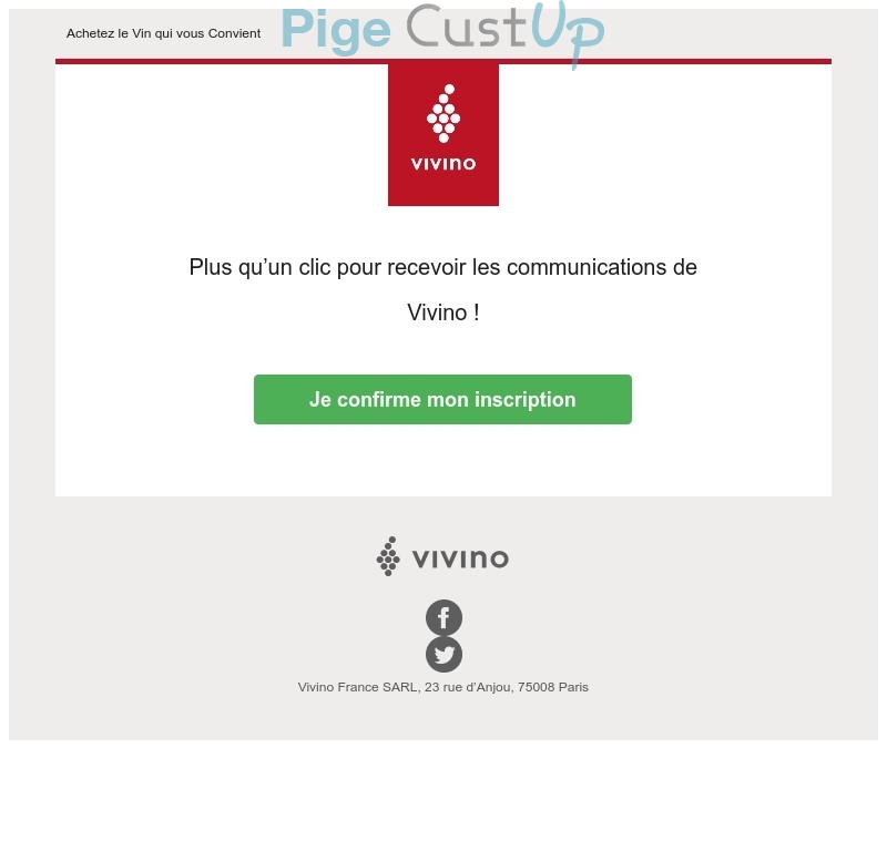 Exemple de Type de media  e-mailing - Vivino - Transactionnels - Finalisation ouverture de compte/inscription