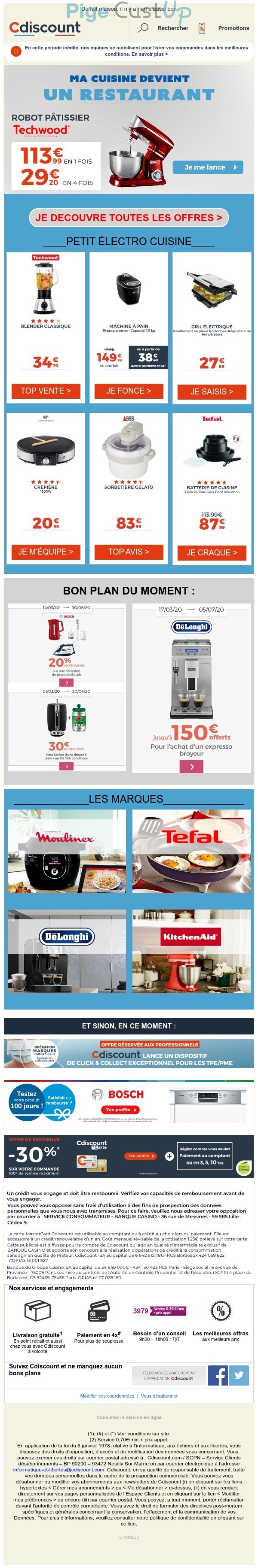 Exemple de Type de media  e-mailing - Cdiscount - Marketing Acquisition - Acquisition abonnements - Ventes flash, soldes, demarque, promo, réduction - Marketing marque - Communication Produits - Nouveaux produits - Marketing fidélisation - Incitation au réachat