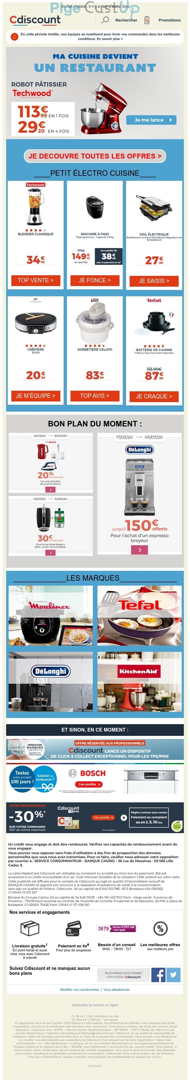 Exemple de Type de media  e-mailing - Cdiscount - Marketing marque - Communication Produits - Nouveaux produits - Marketing fidélisation - Incitation au réachat - Marketing Acquisition - Ventes flash, soldes, demarque, promo, réduction