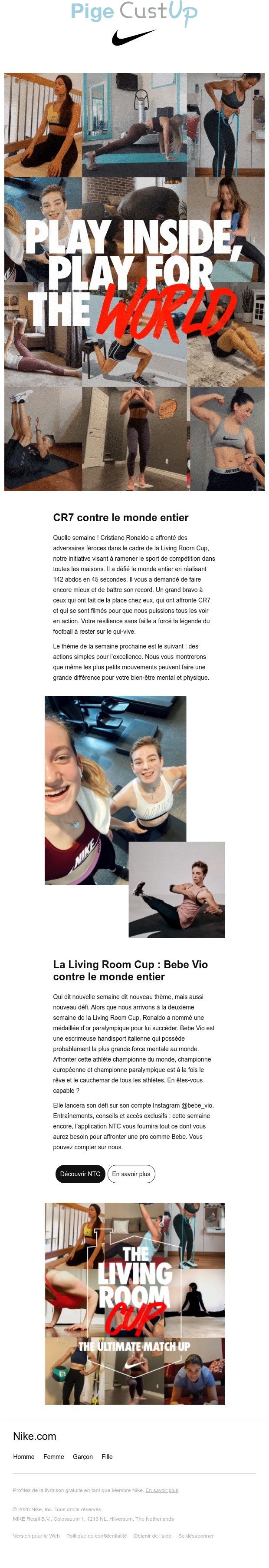 Exemple de Type de media  e-mailing - Nike - Marketing relationnel - Newsletter