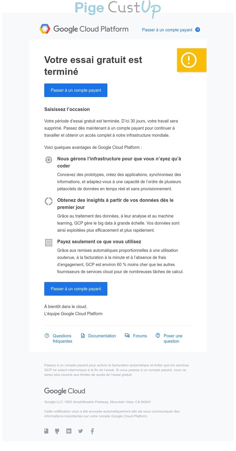 Exemple de Type de media  e-mailing - Google - Marketing Acquisition - Acquisition abonnements