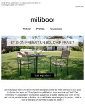 e-mailing - Marketing marque - Communication Produits - Nouveaux produits - Marketing fidélisation - Incitation au réachat - Marketing Acquisition - Ventes flash, soldes, demarque, promo, réduction - Miliboo - 04/2020