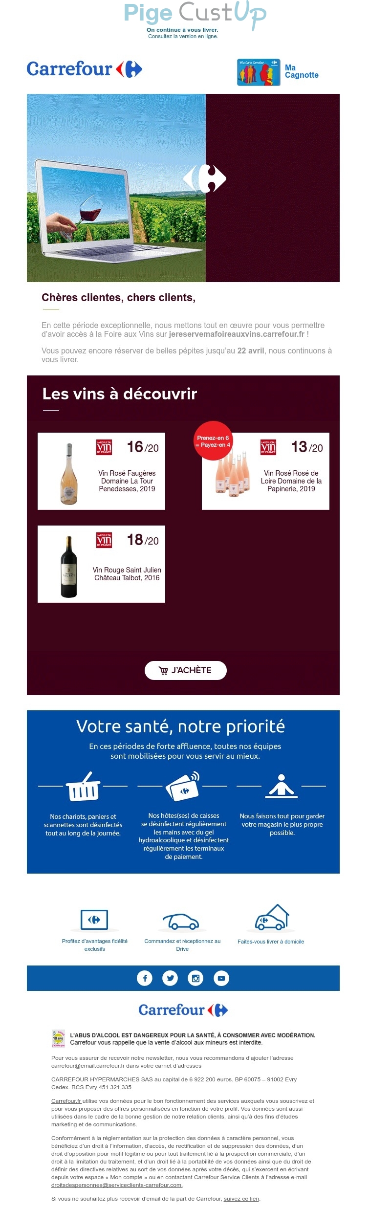 Exemple de Type de media  e-mailing - Carrefour - Marketing fidélisation - Incitation au réachat